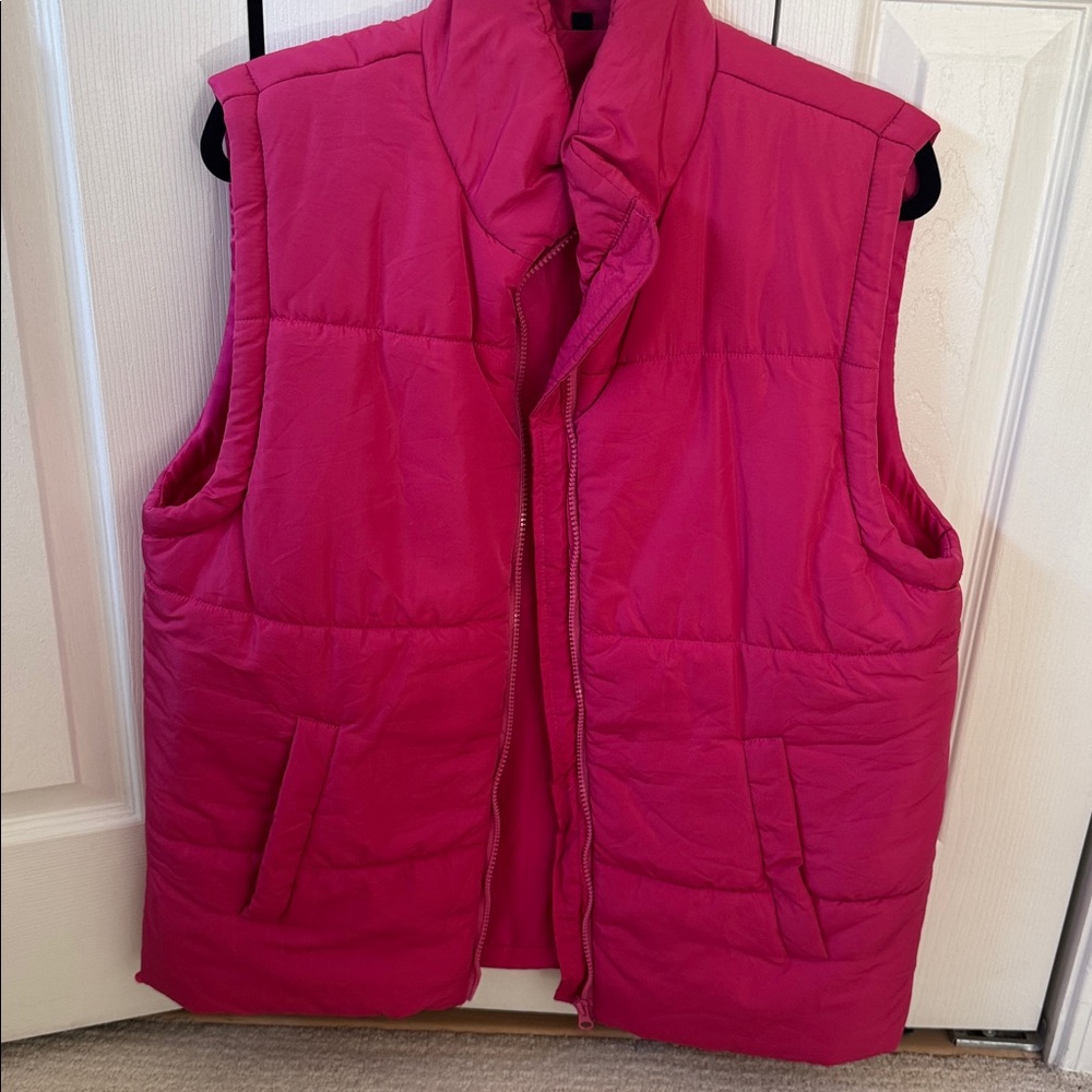 Vibrant Pink Puffer Oversized Vest